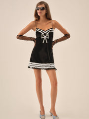 Claire Velvet Mini Dress — Black