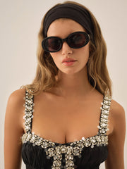 Emalie Taffeta Mini Dress — Black