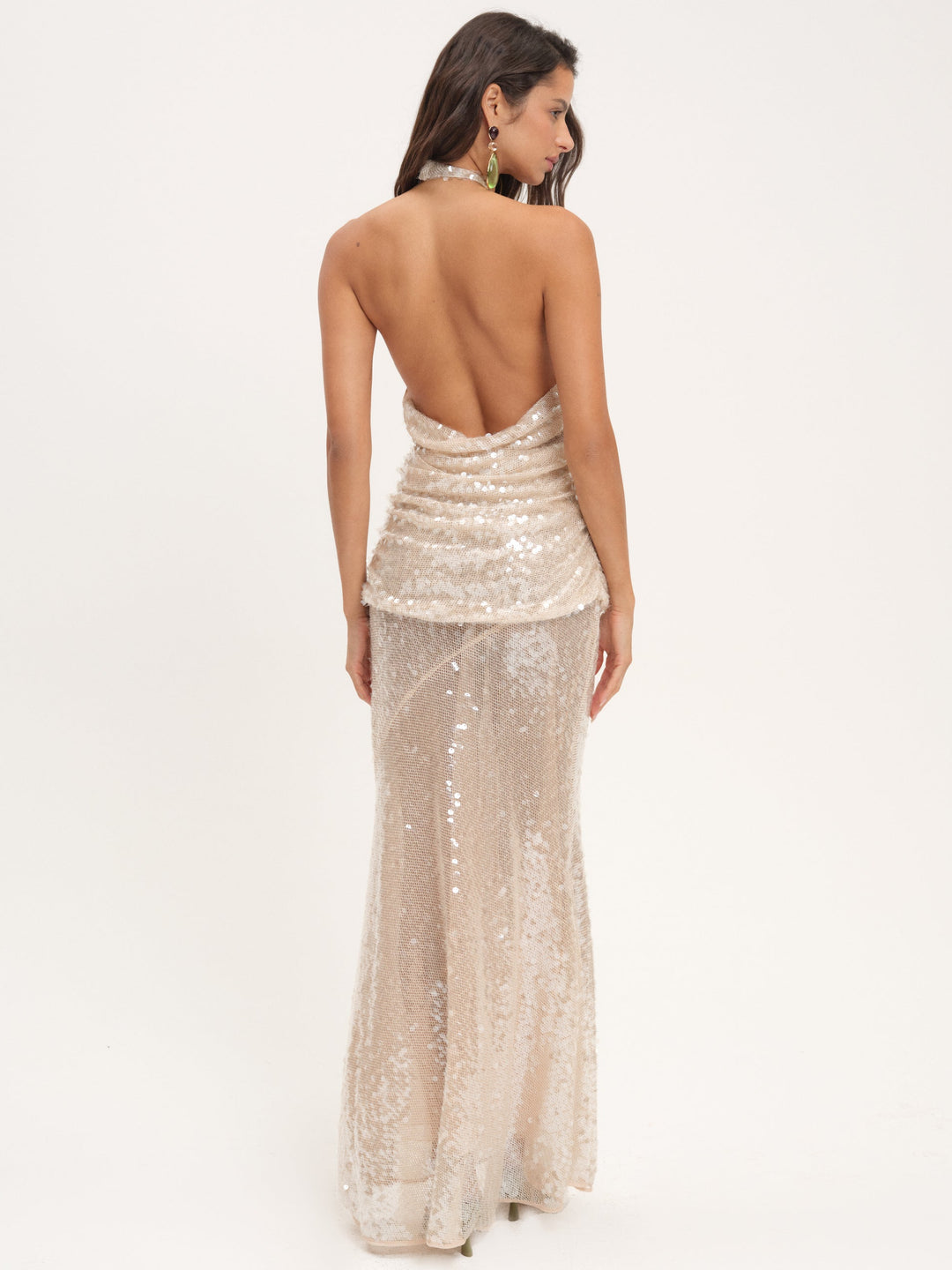 Sydney Sequin Maxi Dress — Nude
