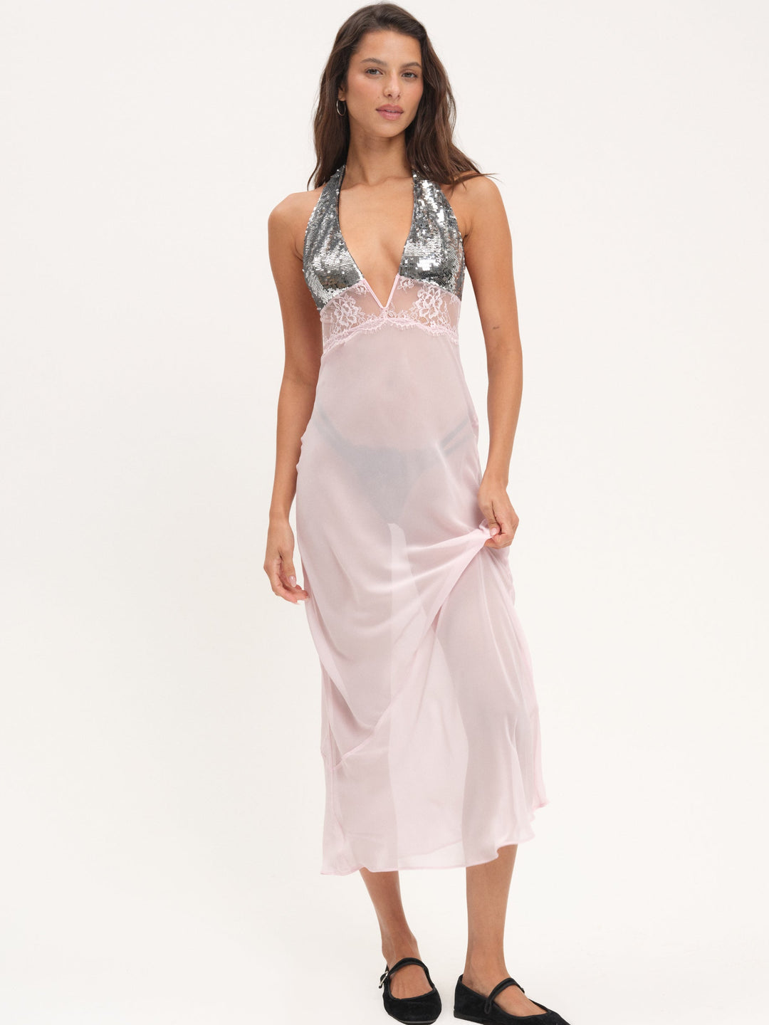 Maia Maxi Slip Dress — Pink