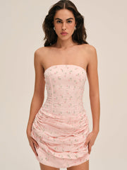 Raspberry Rose Strapless Mini Dress — Pink