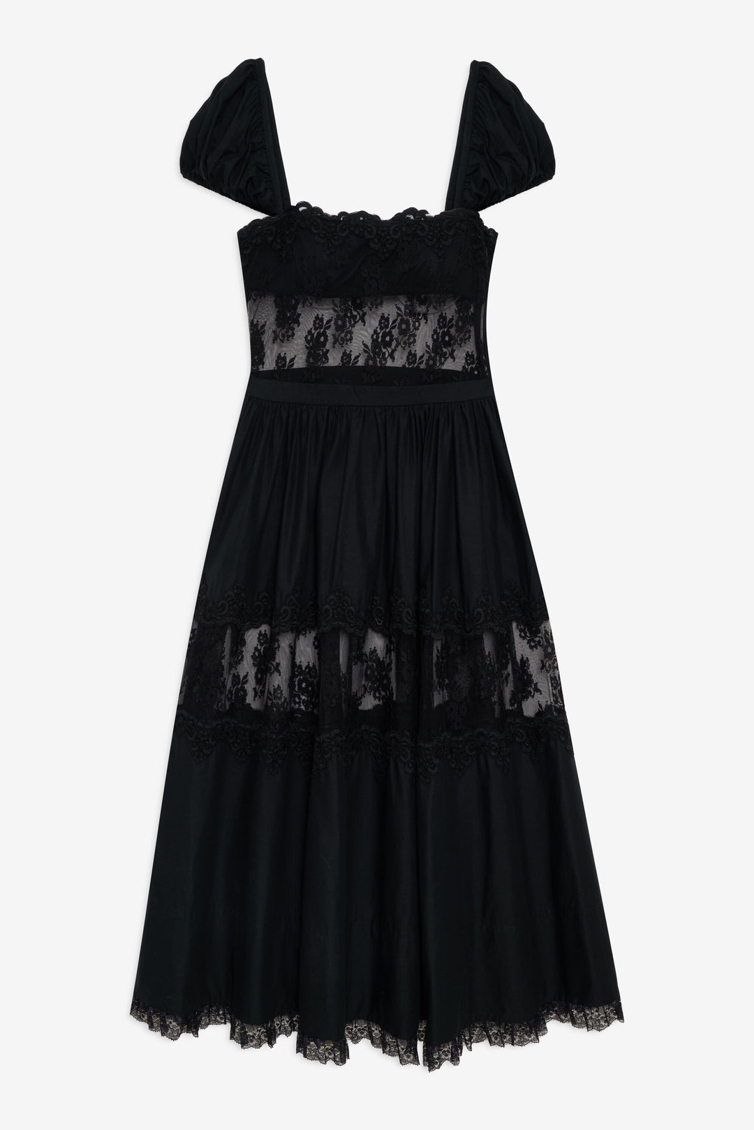 Liya Lace Midi Dress — Black