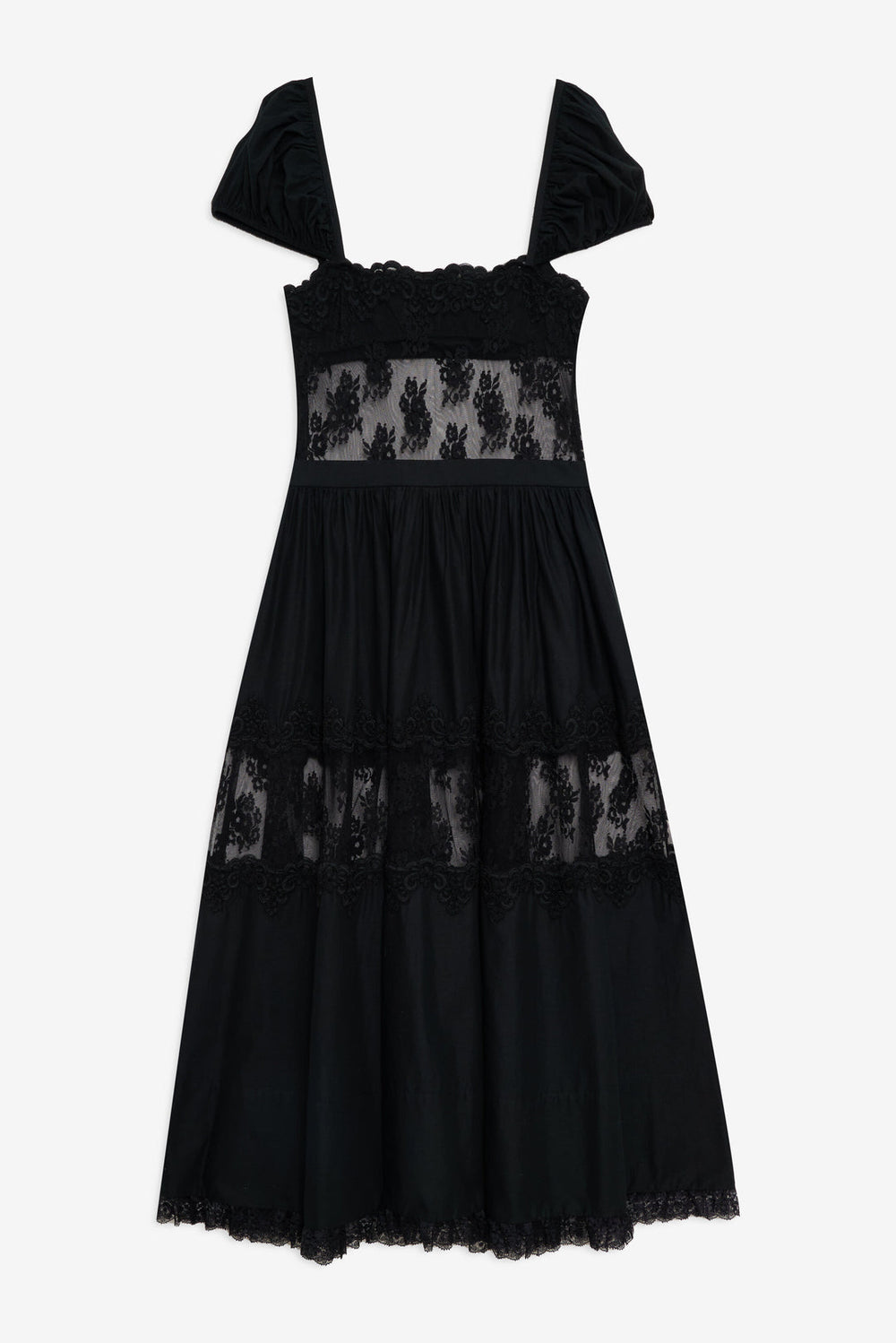 Liya Lace Midi Dress — Black