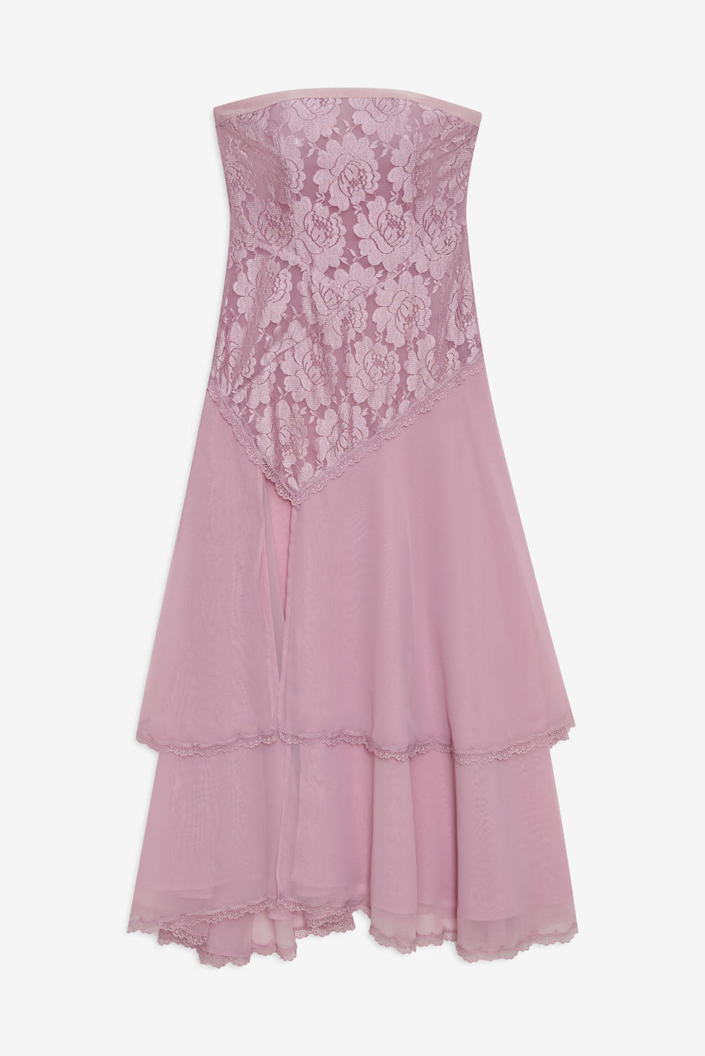 Claudia Rose Lace Strapless Midi Dress — Mulberry