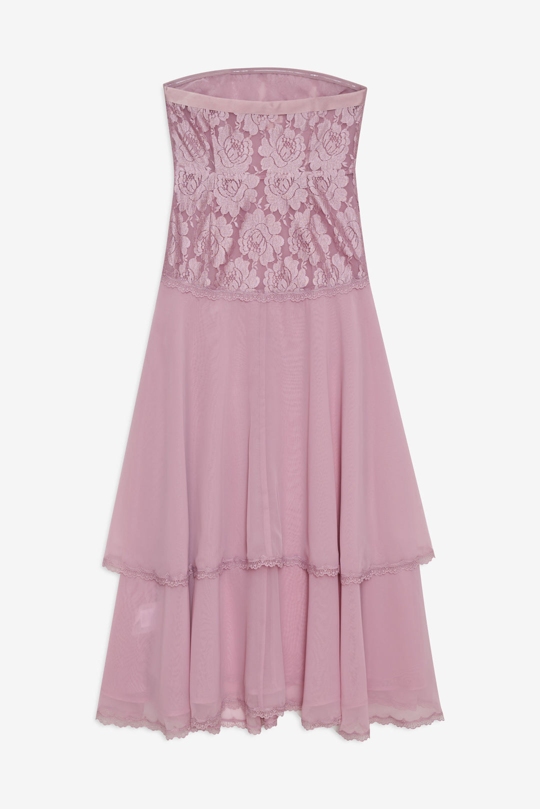 Claudia Rose Lace Strapless Midi Dress — Mulberry