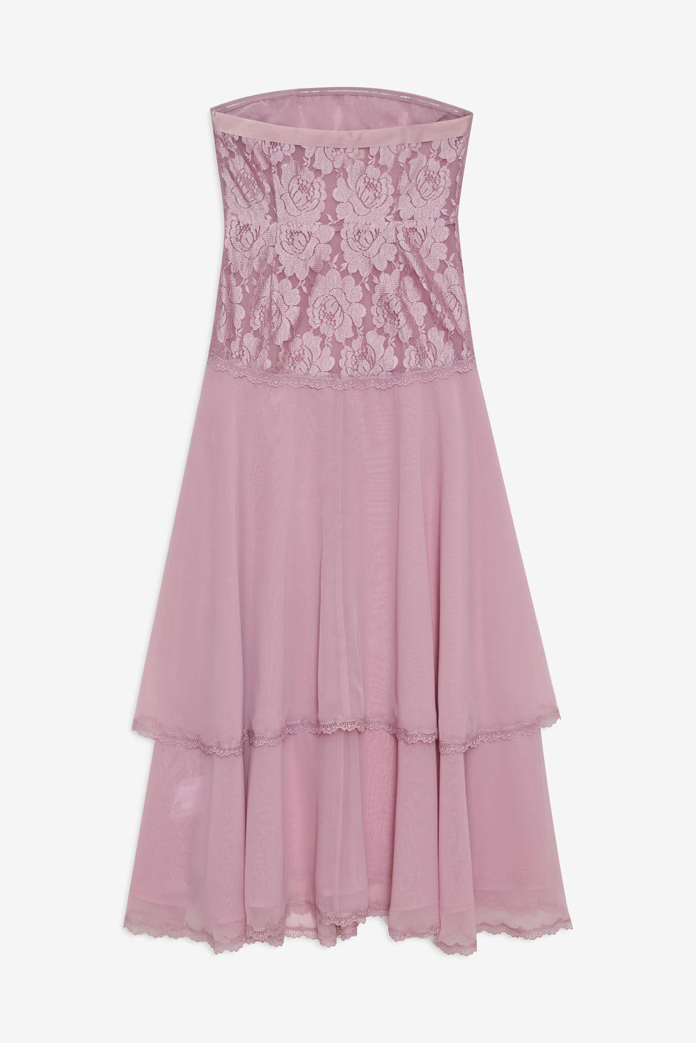 Claudia Rose Lace Strapless Midi Dress — Mulberry
