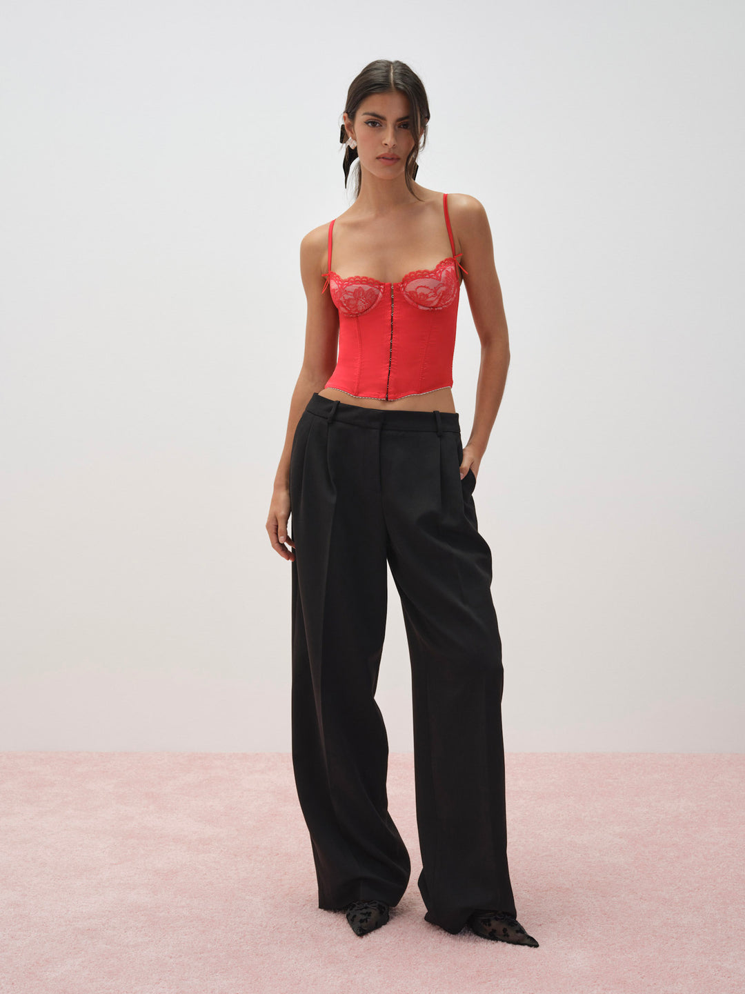 Fiona Lace Bustier — Red