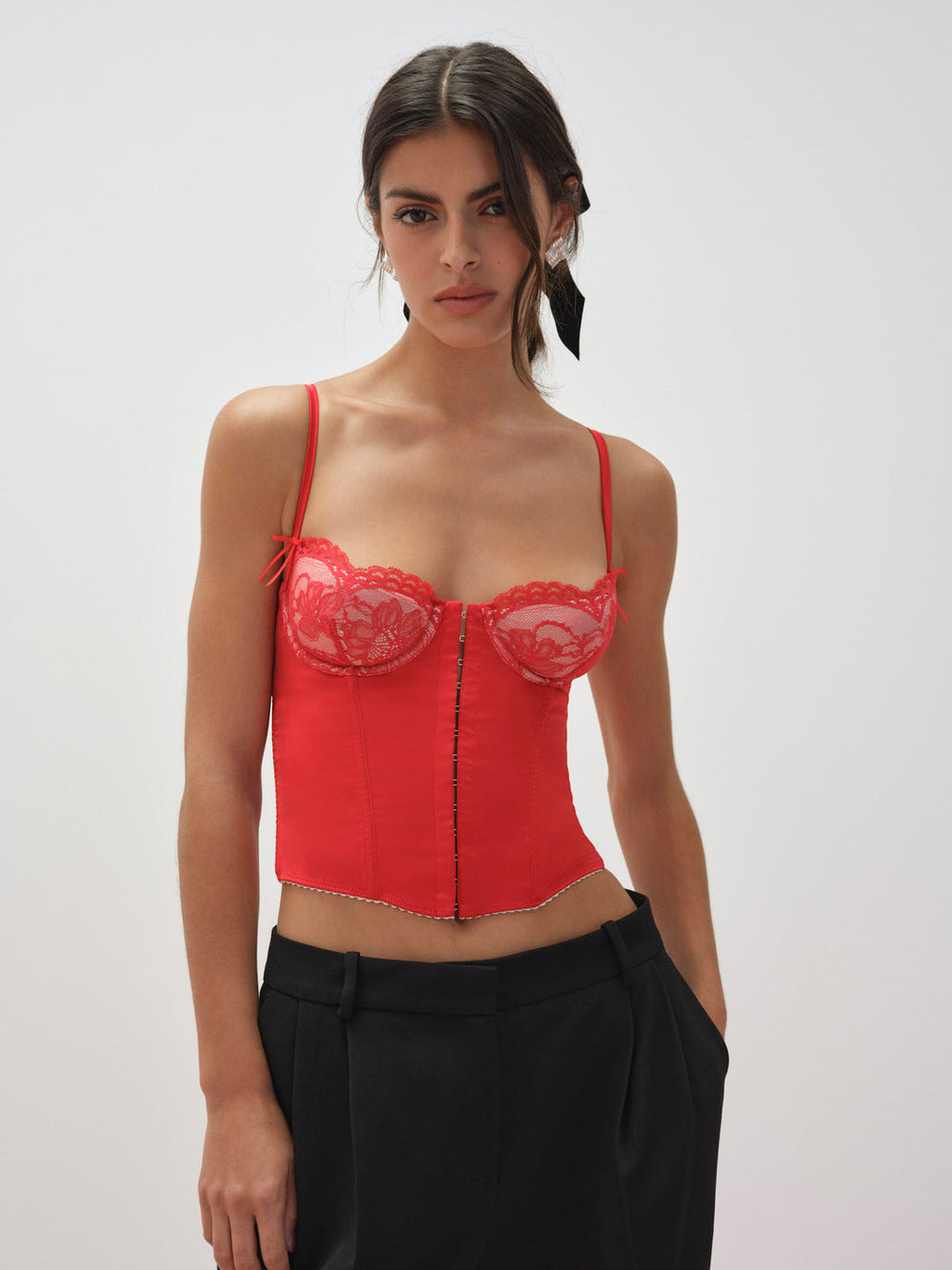 Fiona Lace Bustier — Red