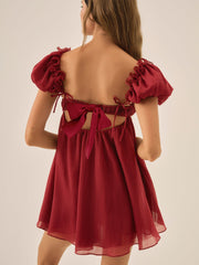 Claudine Chiffon Mini Dress — Oxblood