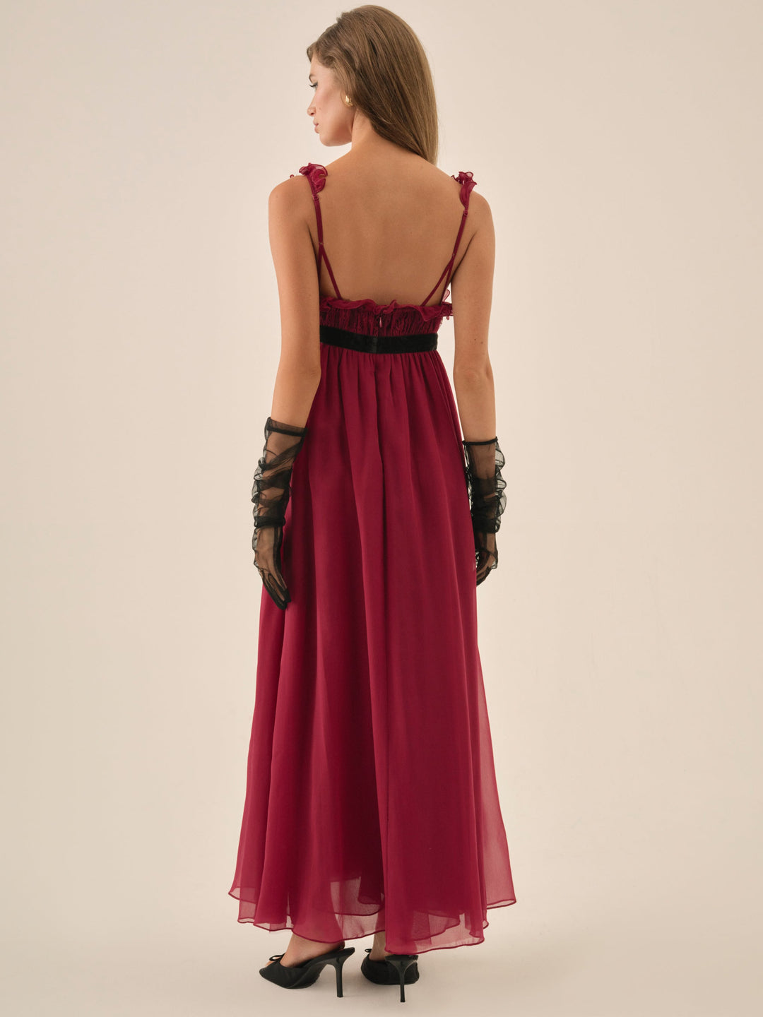 Claudine Chiffon Maxi Dress — Oxblood