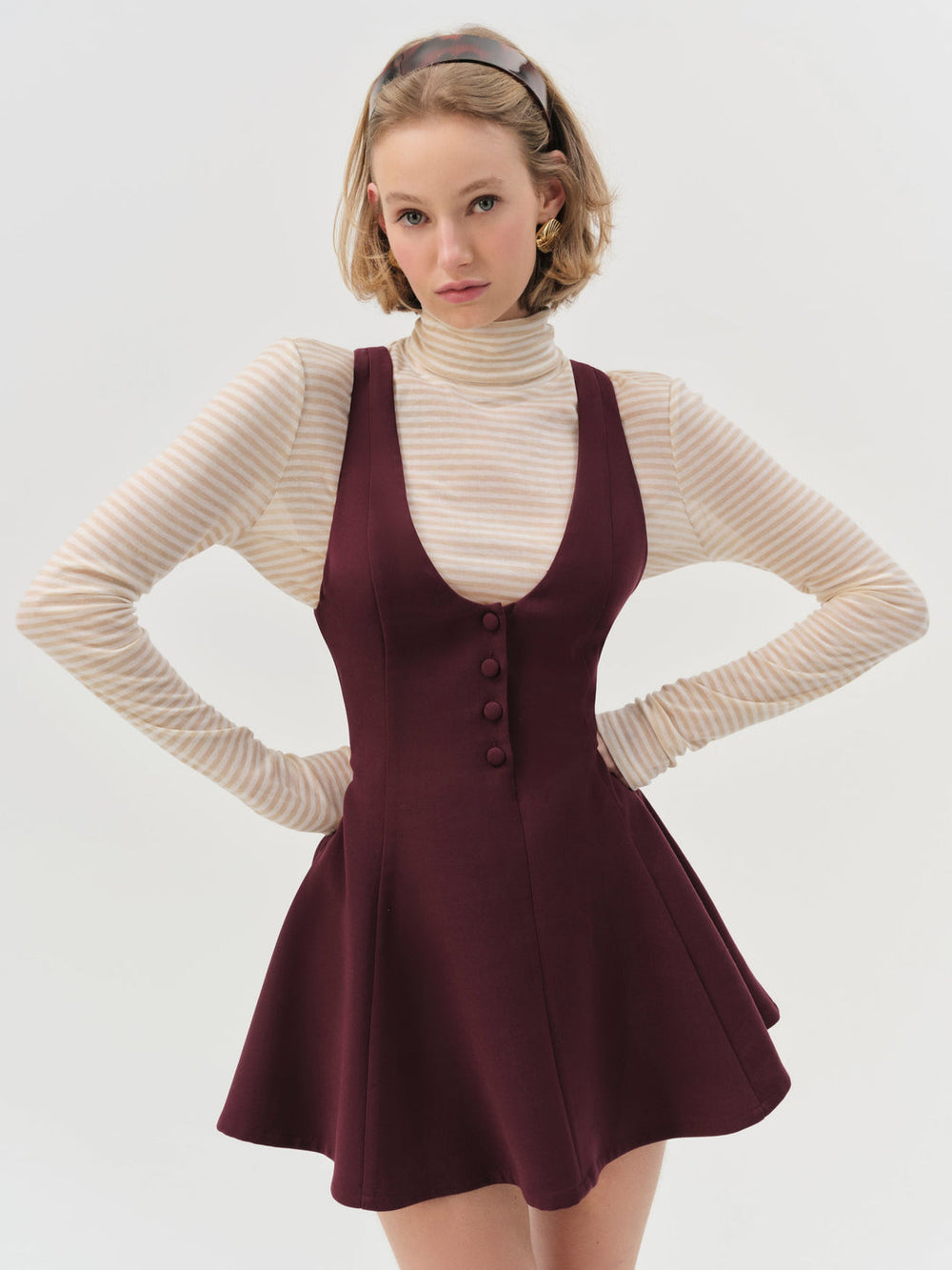 Selena Mini Dress — Burgundy