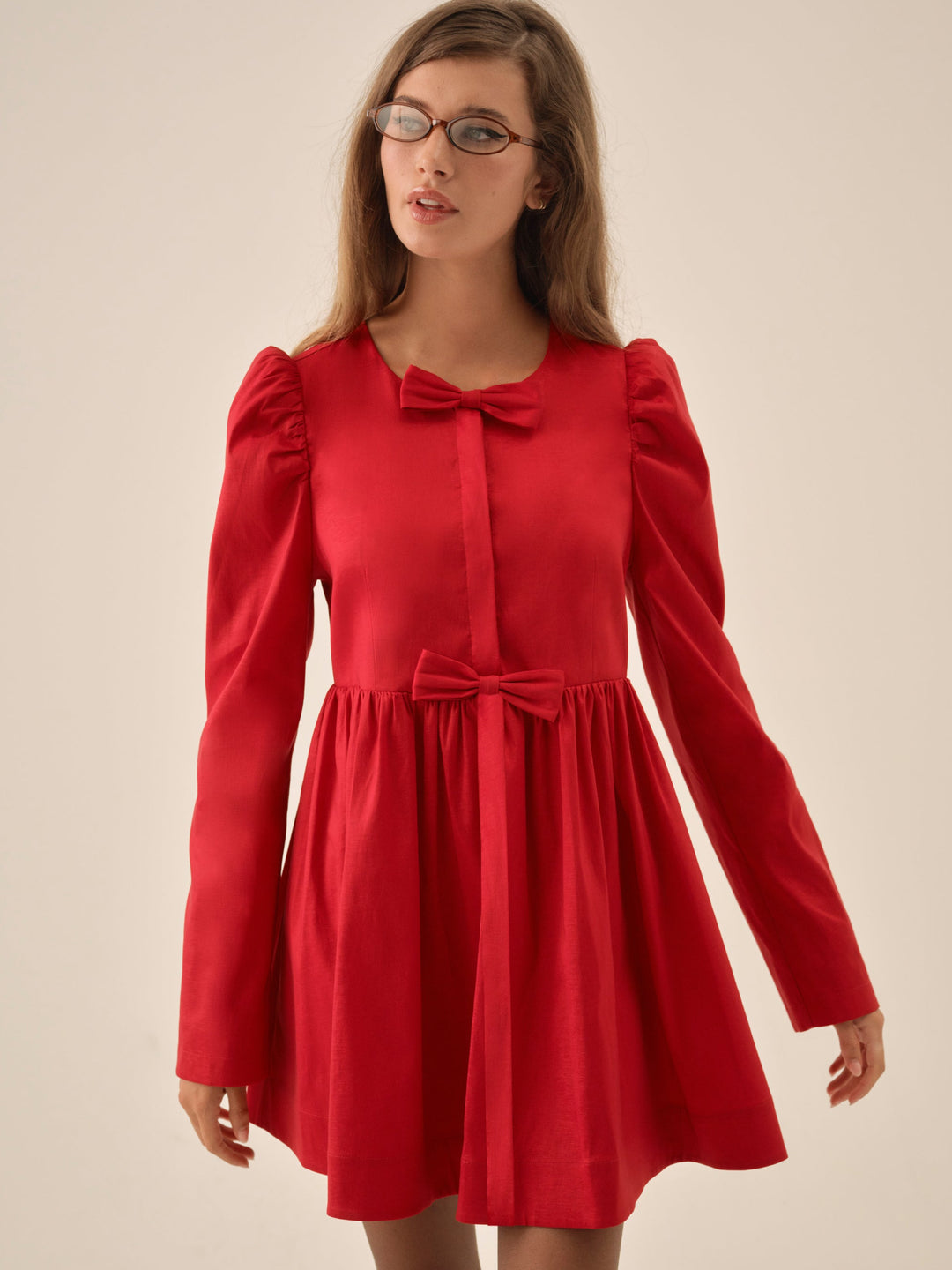 Lucia A-Line Mini Dress — Red
