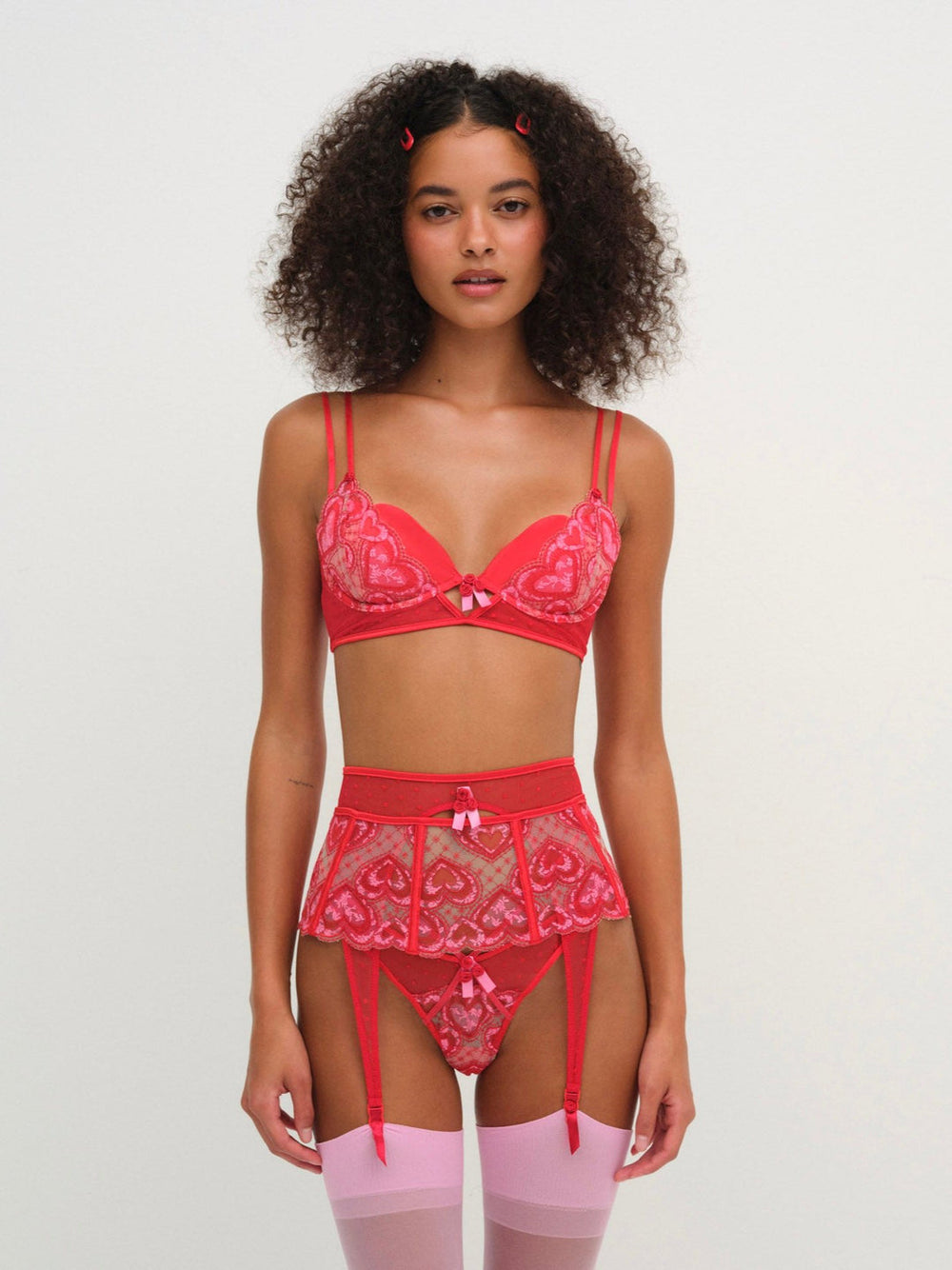 Heartbeat Garter Belt — Red