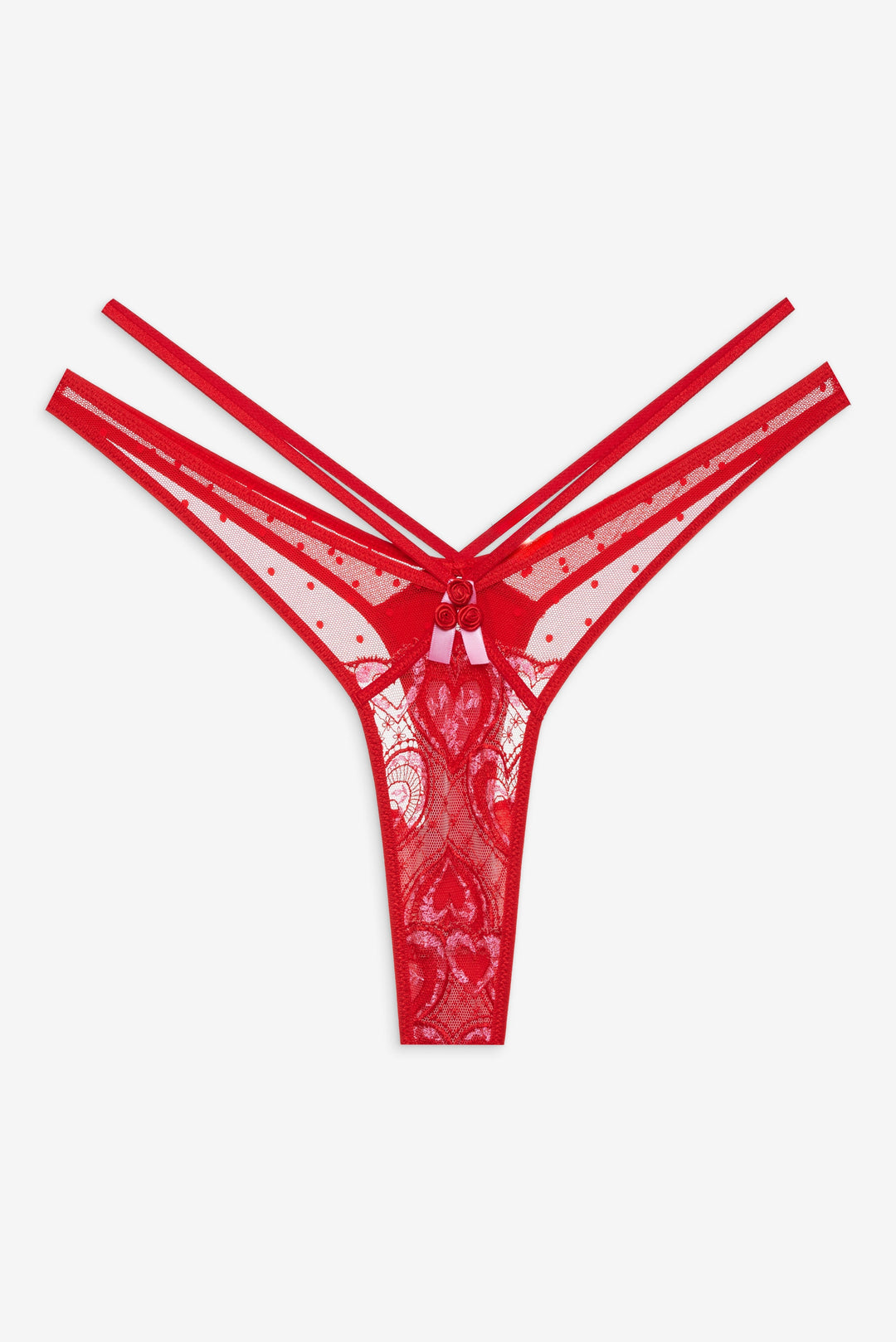 Heartbeat Lace Thong Panty — Red