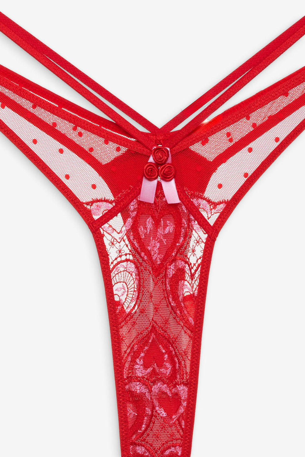 Heartbeat Lace Thong Panty — Red