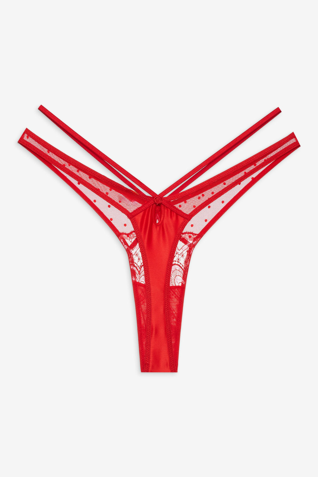 Heartbeat Lace Thong Panty — Red