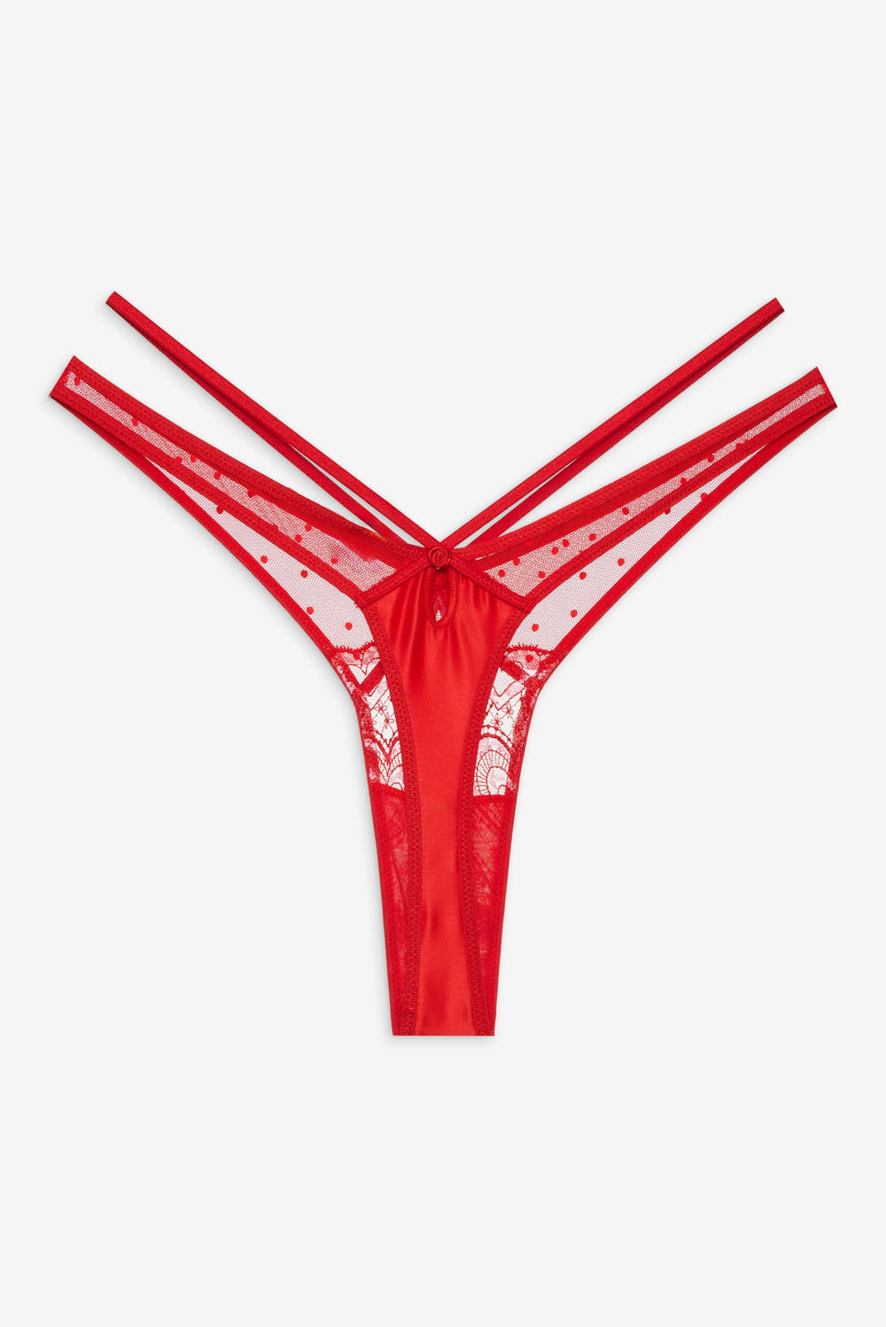 Heartbeat Lace Thong Panty — Red