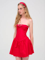 Lipstick Denim Mini Dress — Red