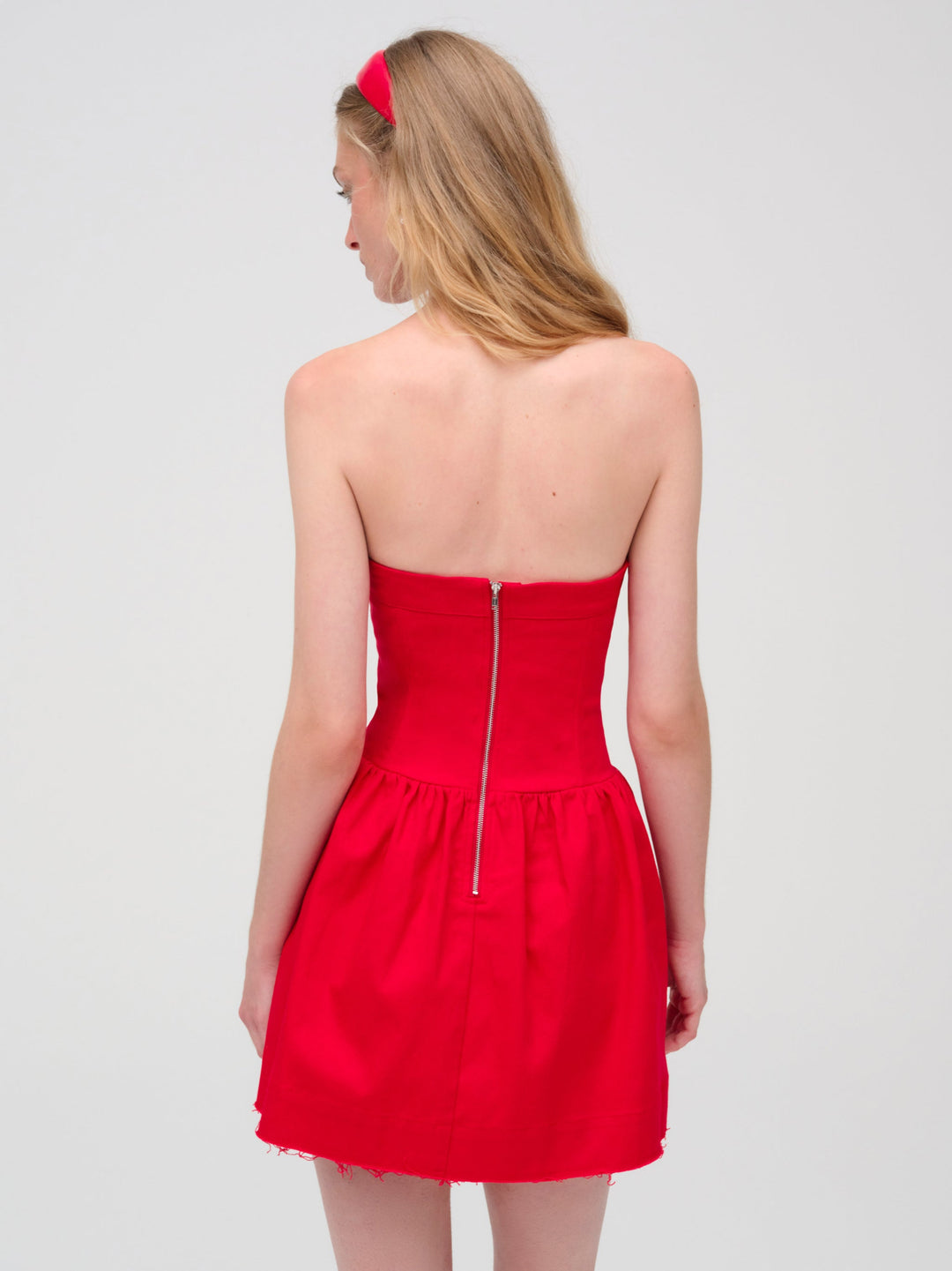 Lipstick Denim Mini Dress — Red