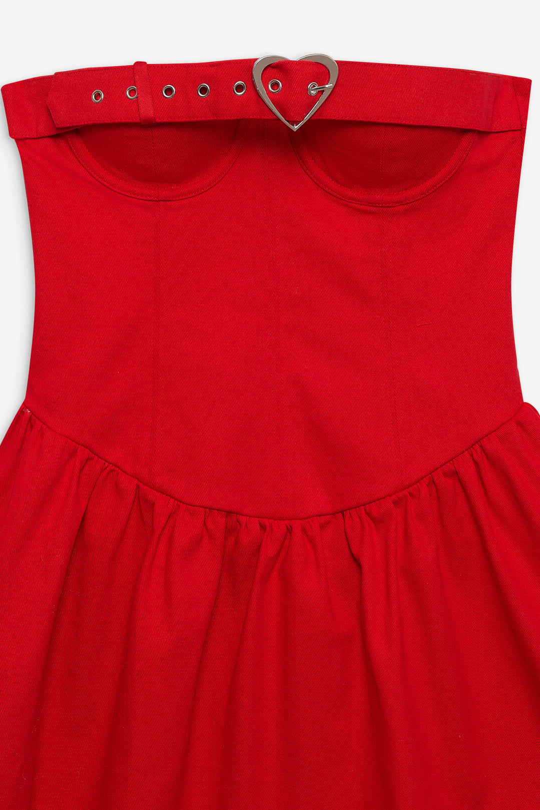 Lipstick Denim Mini Dress — Red