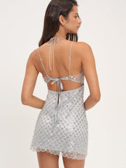 Dazzle Me Slip Dress — Silver