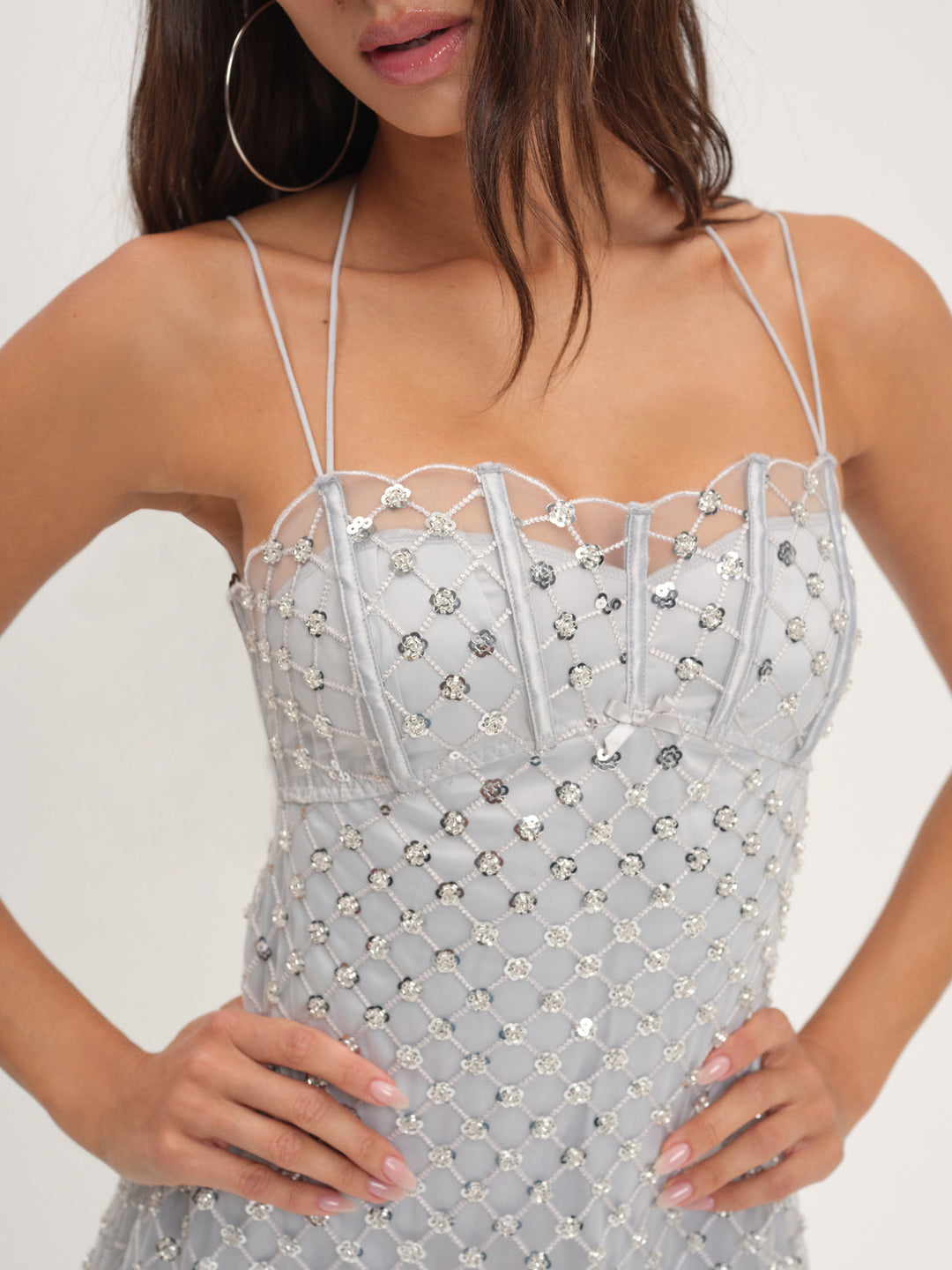 Dazzle Me Slip Dress — Silver