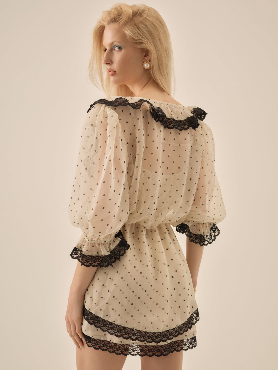 Dottie Dot Mini Dress — Cream