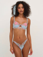 Vintage Rose Eyelet Bra — Blue