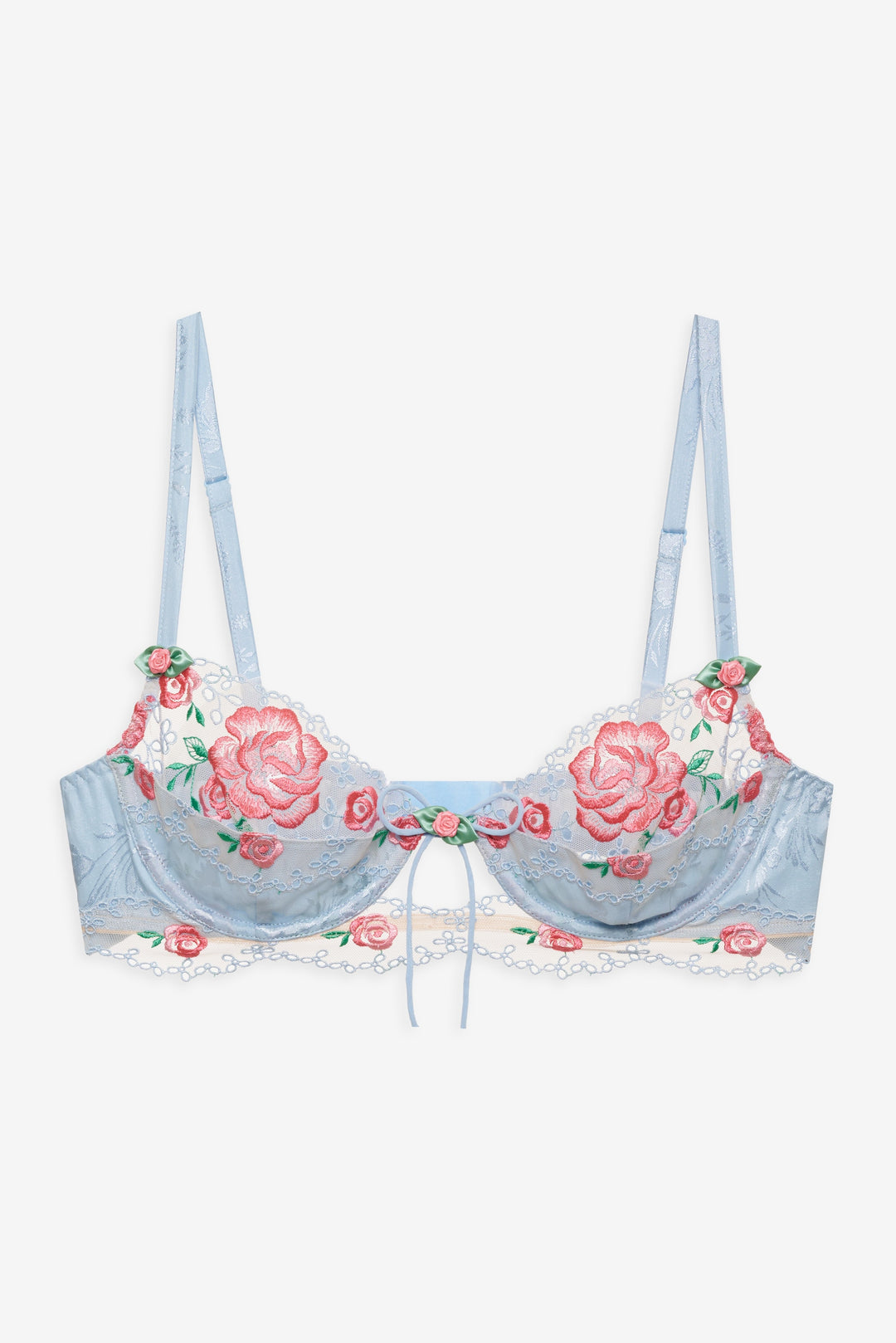 Vintage Rose Eyelet Bra — Blue
