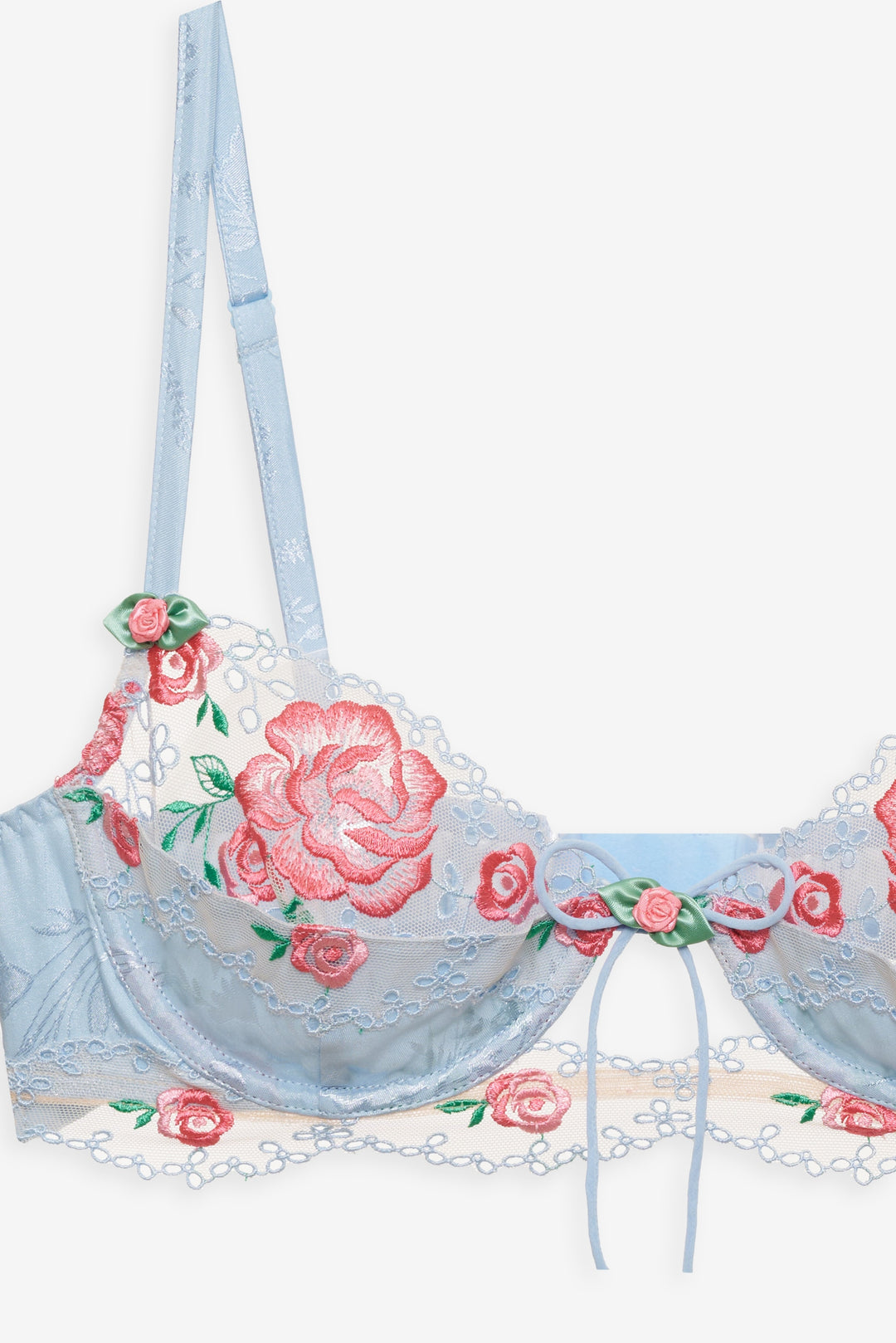 Vintage Rose Eyelet Bra — Blue
