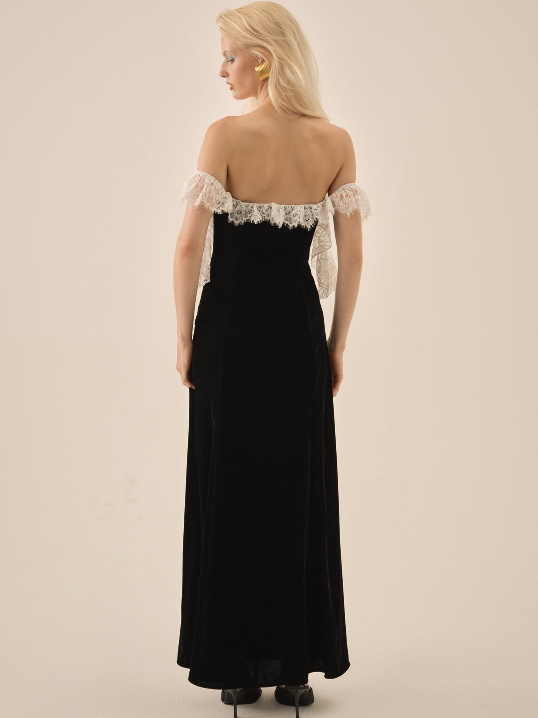 La Vie En Bow Velvet Maxi Dress — Black