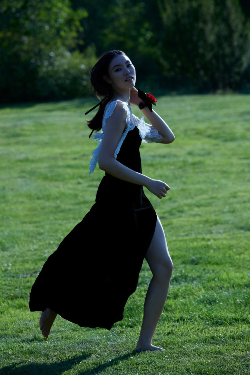 La Vie En Bow Velvet Maxi Dress — Black