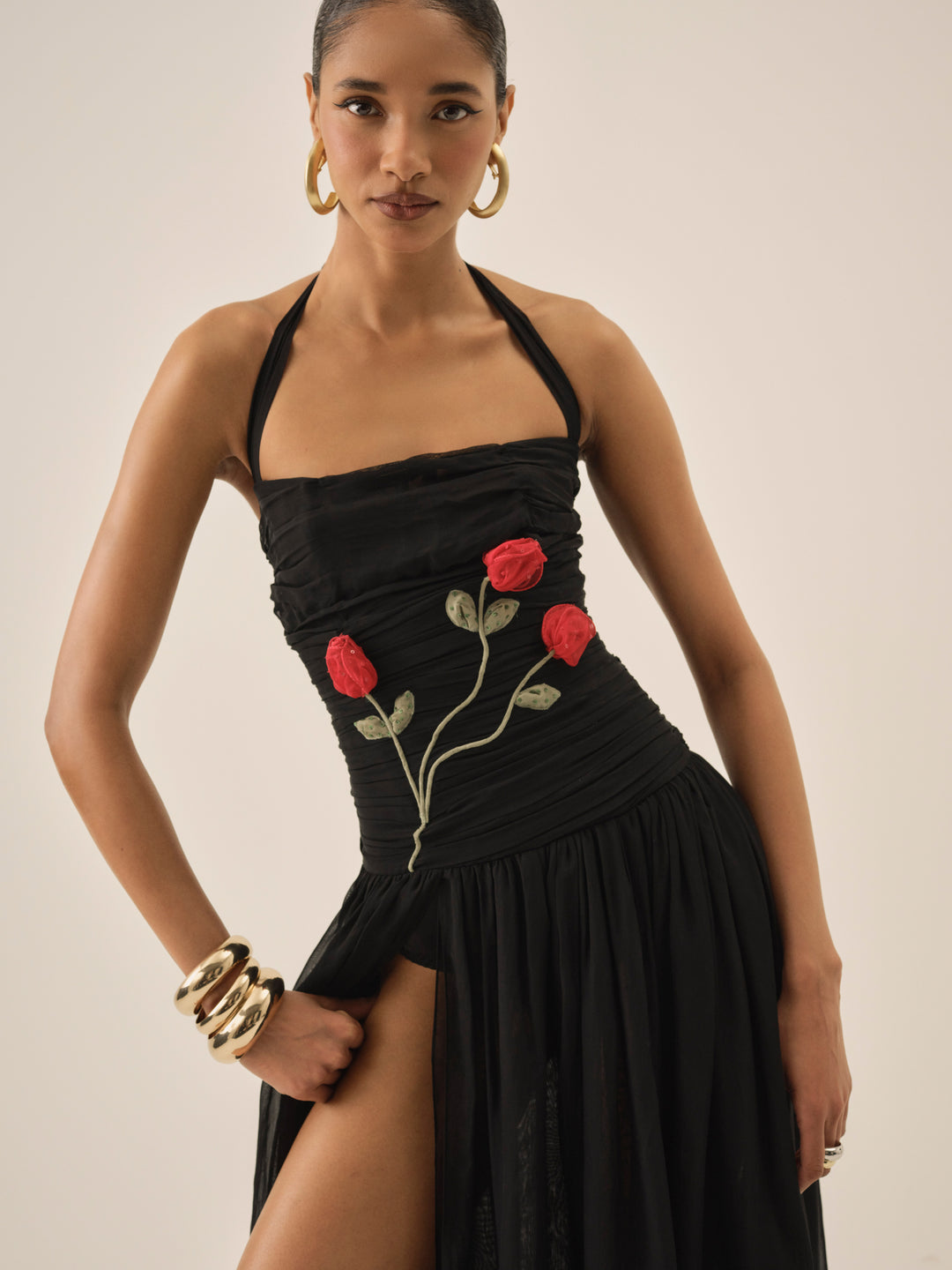 Ophelie Organza Maxi Dress — Black