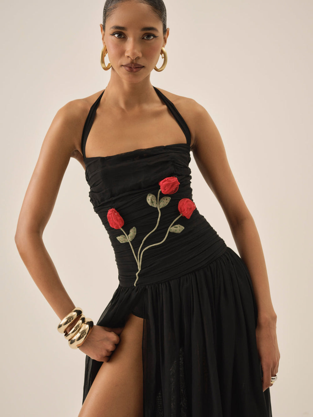 Ophelie Organza Maxi Dress — Black