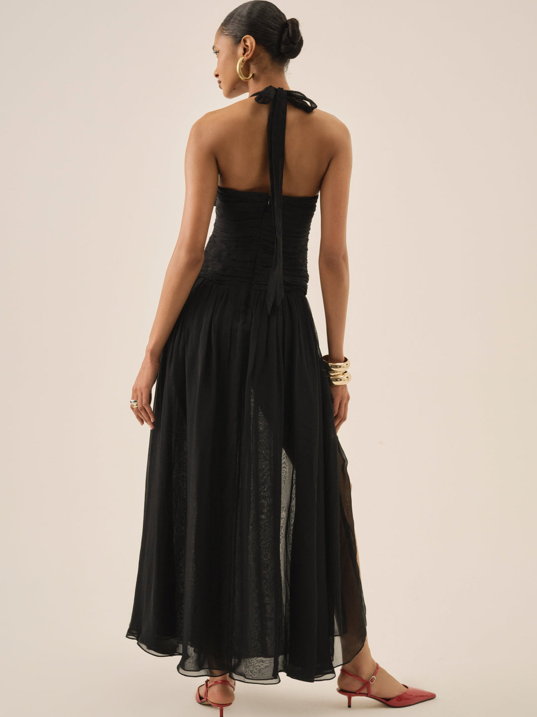 Ophelie Organza Maxi Dress — Black