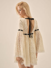 Creampuff Lace Mini Dress — Cream