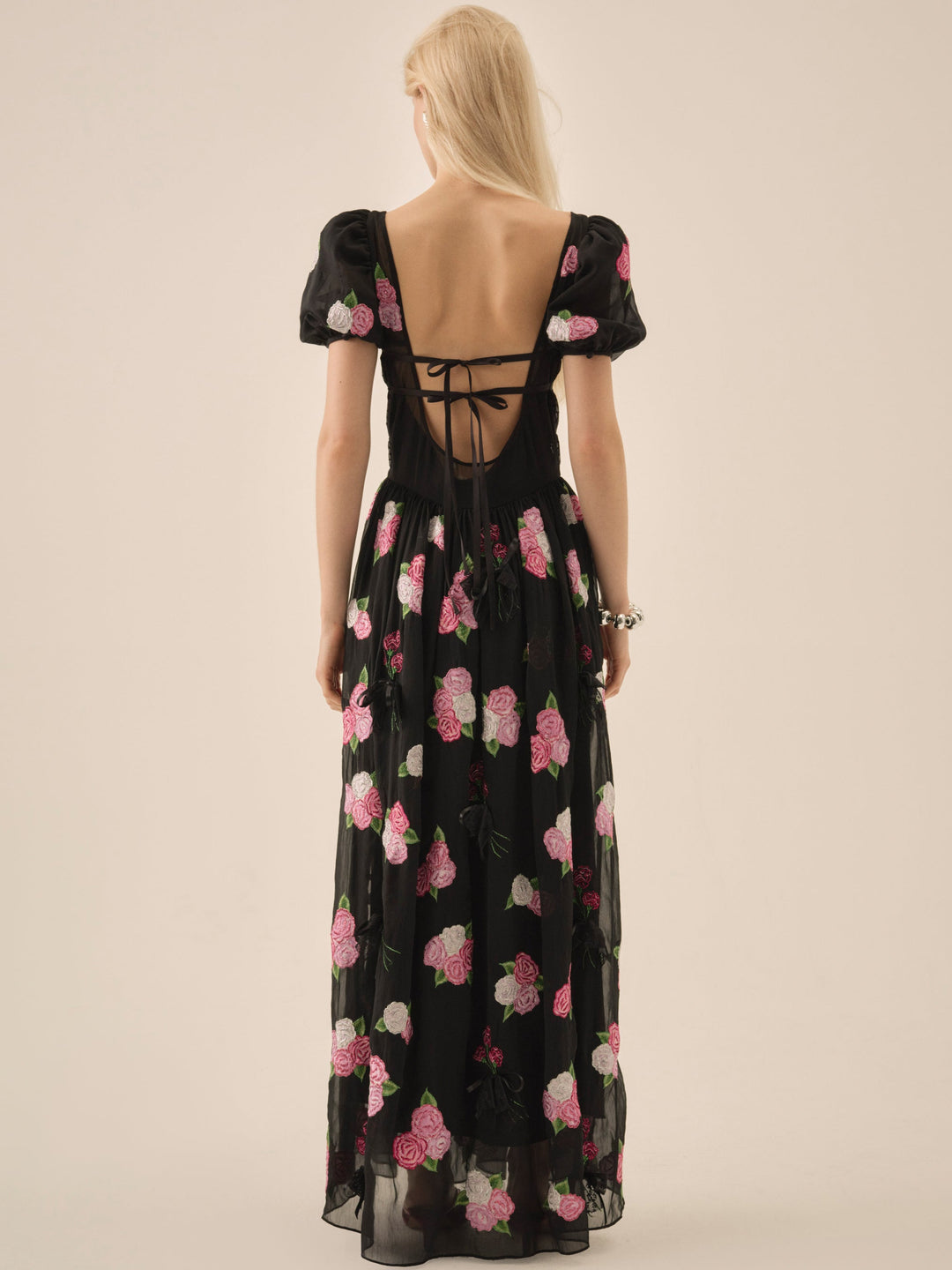 Midnight Garden Maxi Dress — Black