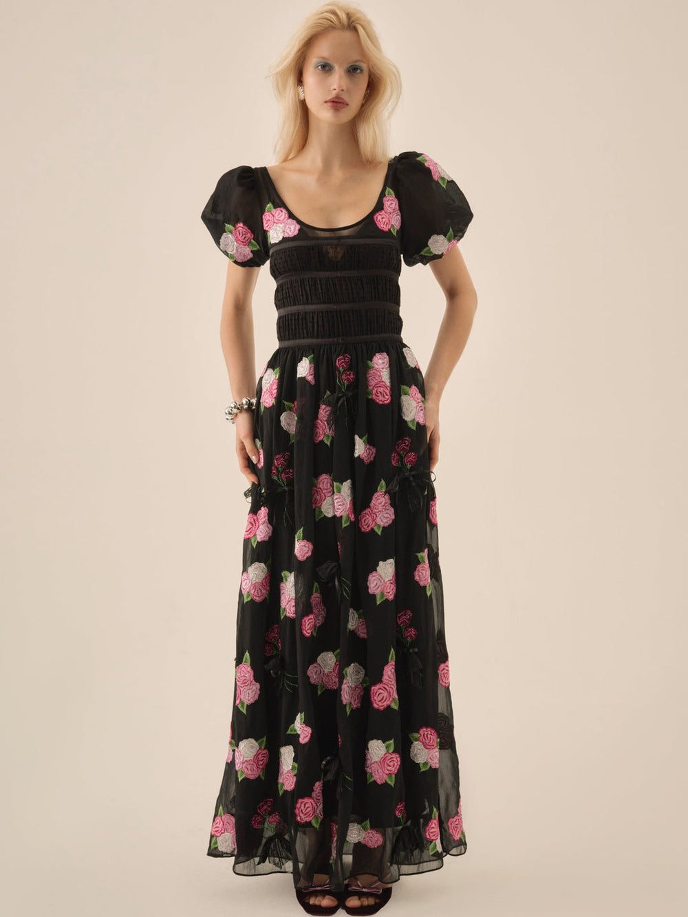 Midnight Garden Maxi Dress — Black