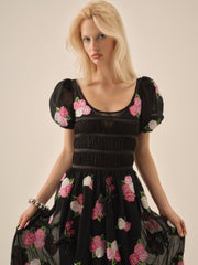 Midnight Garden Maxi Dress — Black