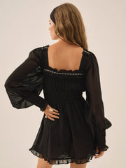 Emmie Chiffon Mini Dress — Black