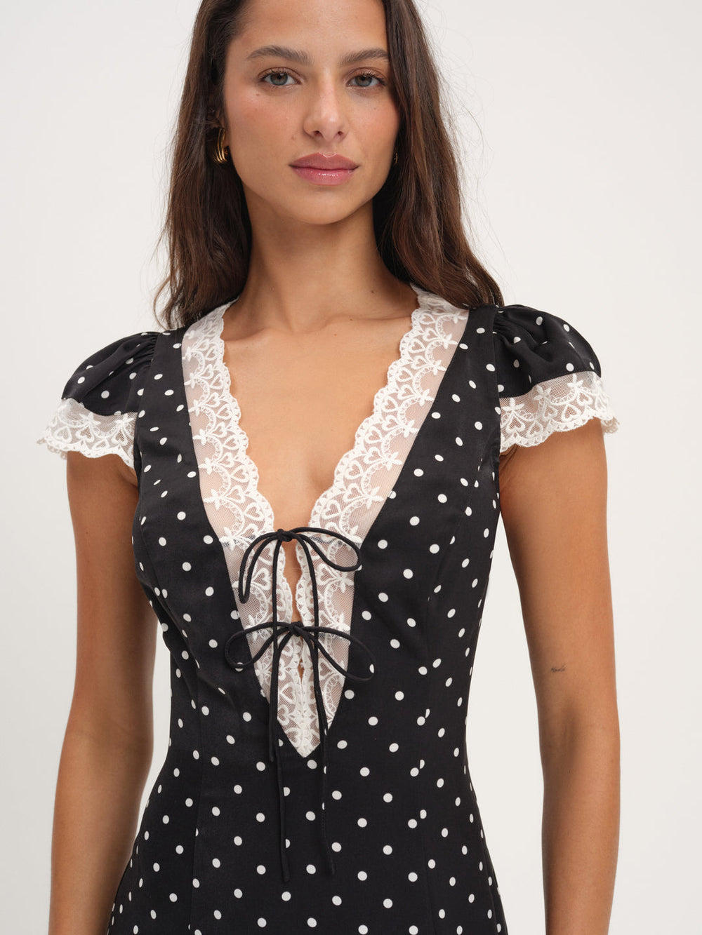 Cross Your Heart Midi Dress — Black Dot