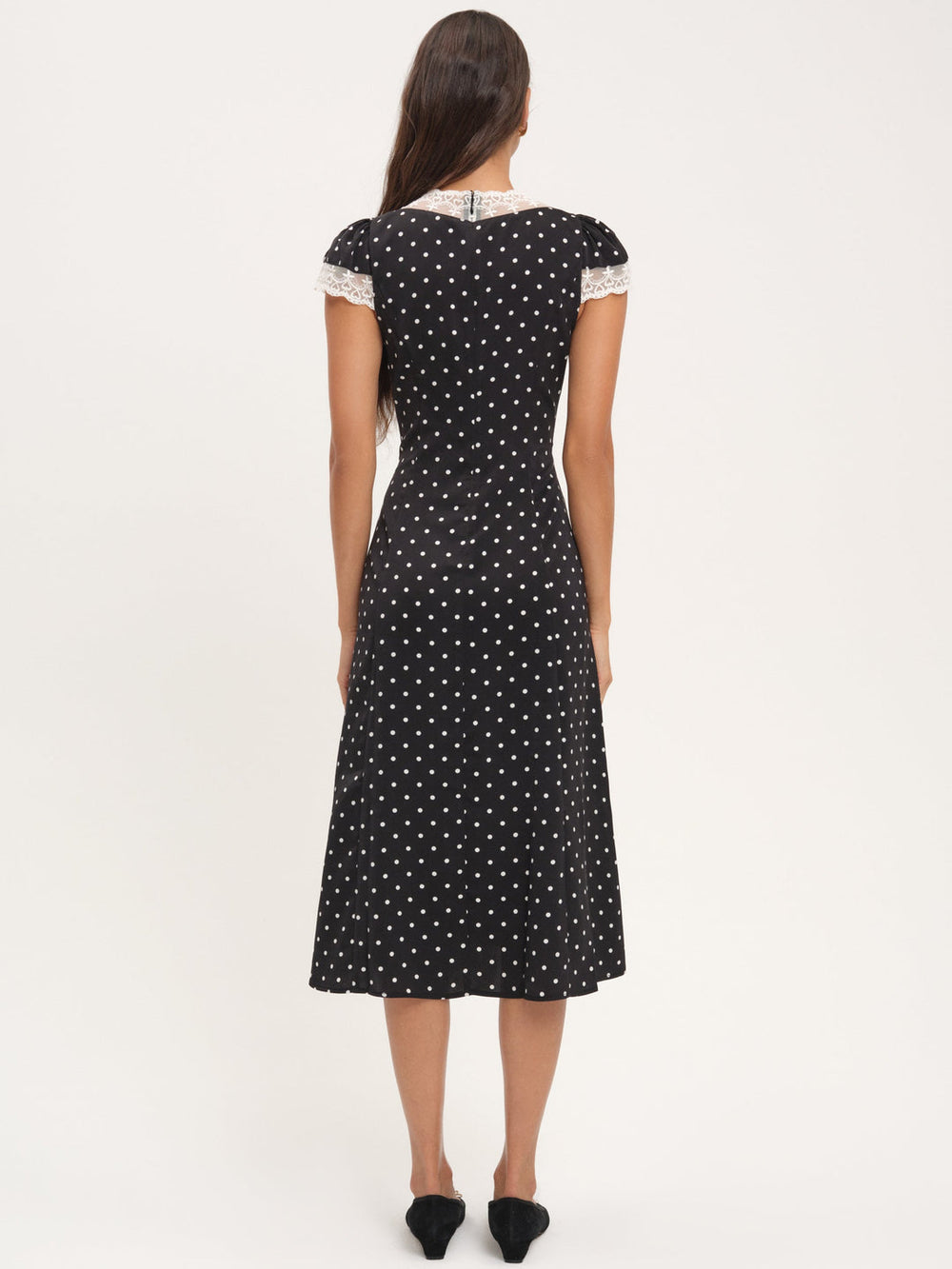 Cross Your Heart Midi Dress — Black Dot