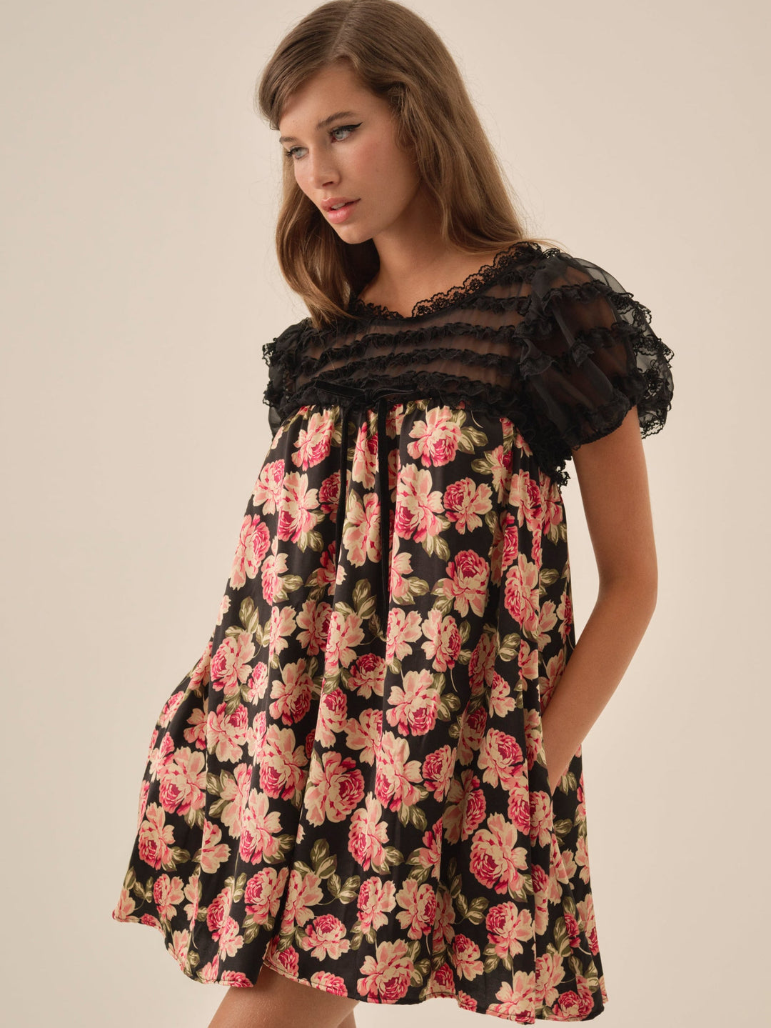 Belmond Floral Mini Dress — Black