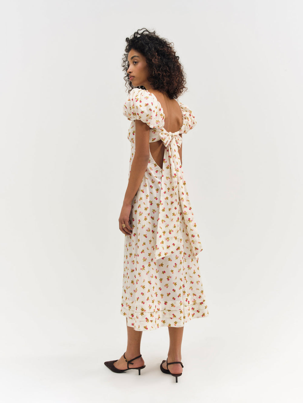 Adahlia Floral Midi Dress — Cream