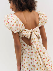 Adahlia Floral Midi Dress — Cream