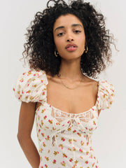 Adahlia Floral Midi Dress — Cream