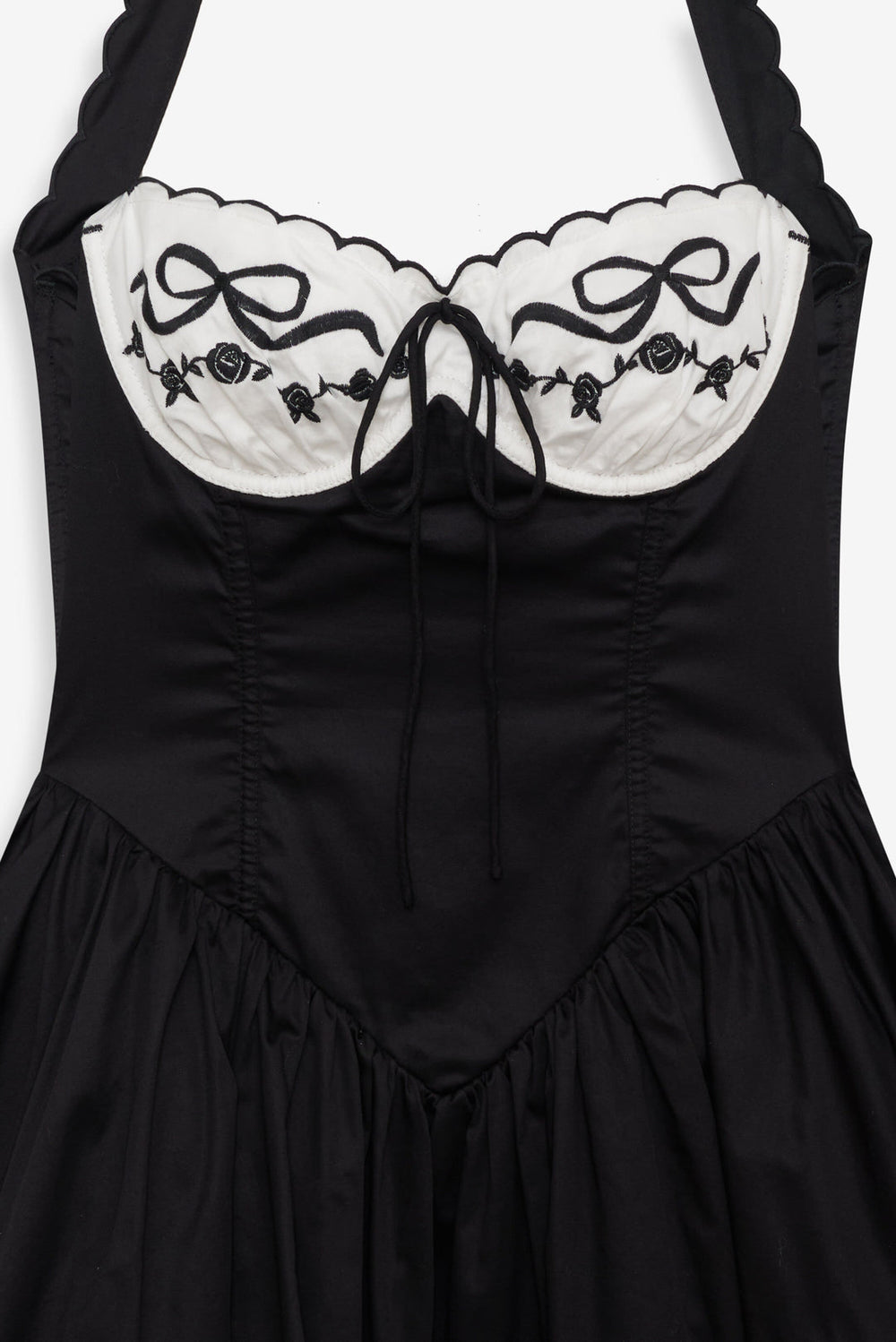 Tea Time Poplin Bustier Mini Dress — Black