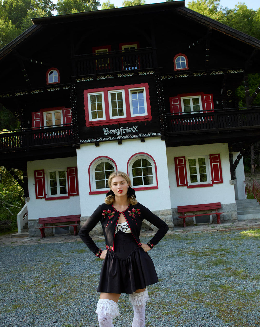 Tea Time Poplin Bustier Mini Dress — Black