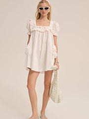 Tea Time Babydoll Dress — White