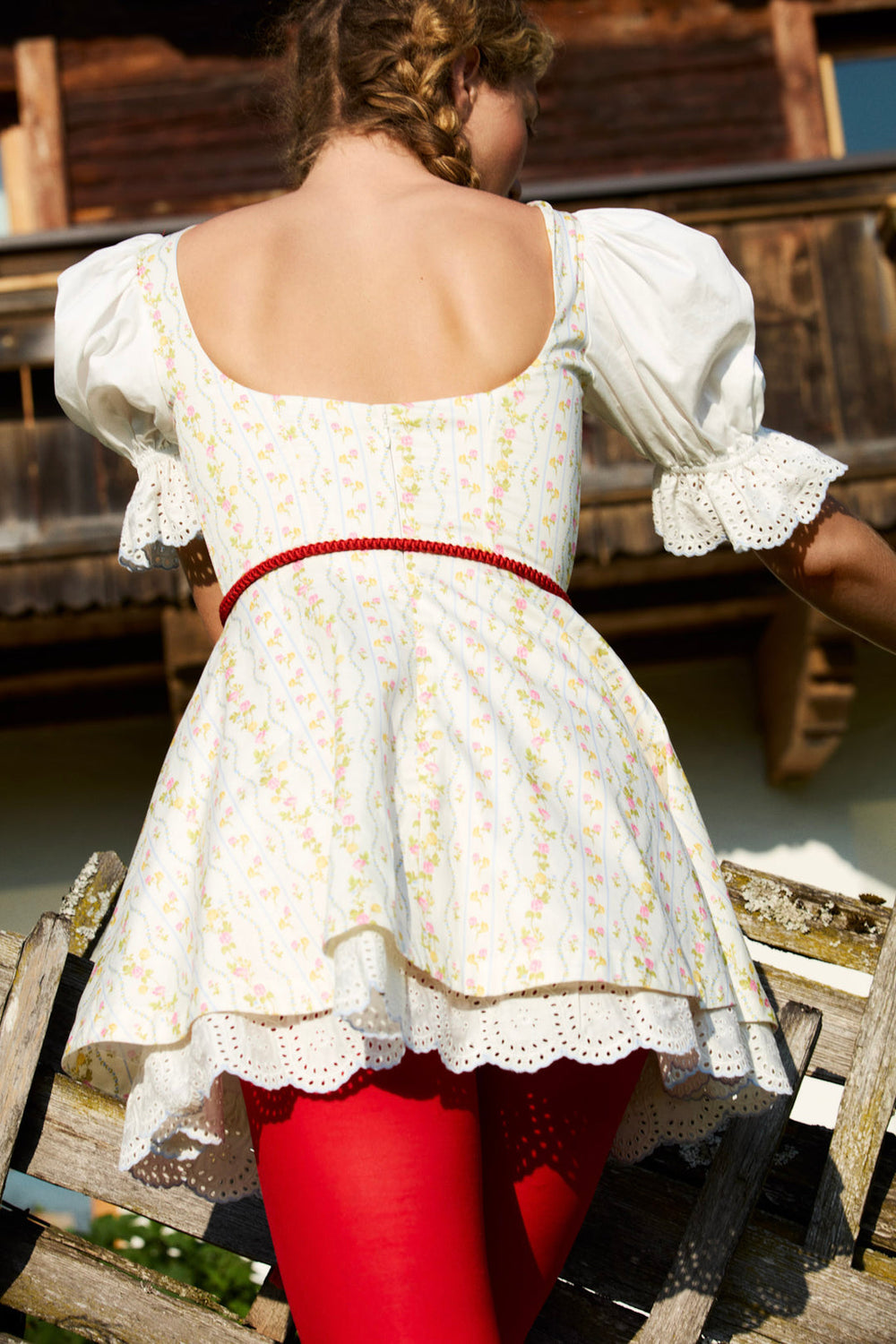 Brigitta Floral Short Sleeve Mini Dress — Ivory